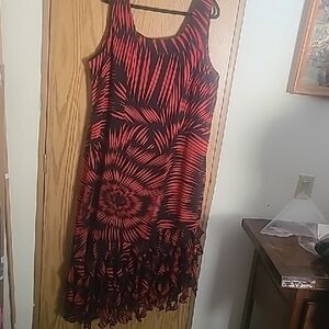 Sleeveless Red and Black Patterned Women’s Dress